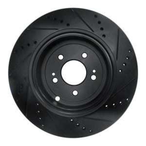 Genesis G70 Brake Rotor (1) - Rear Left - R1 Concepts - Drilled & Slotted - Black - `18-`25